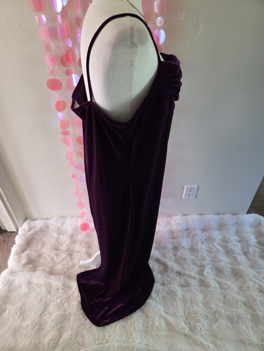 90s Whimigoth Deep Purple Velvet Maxi Worthimgton Dress - Picture 3 of 11